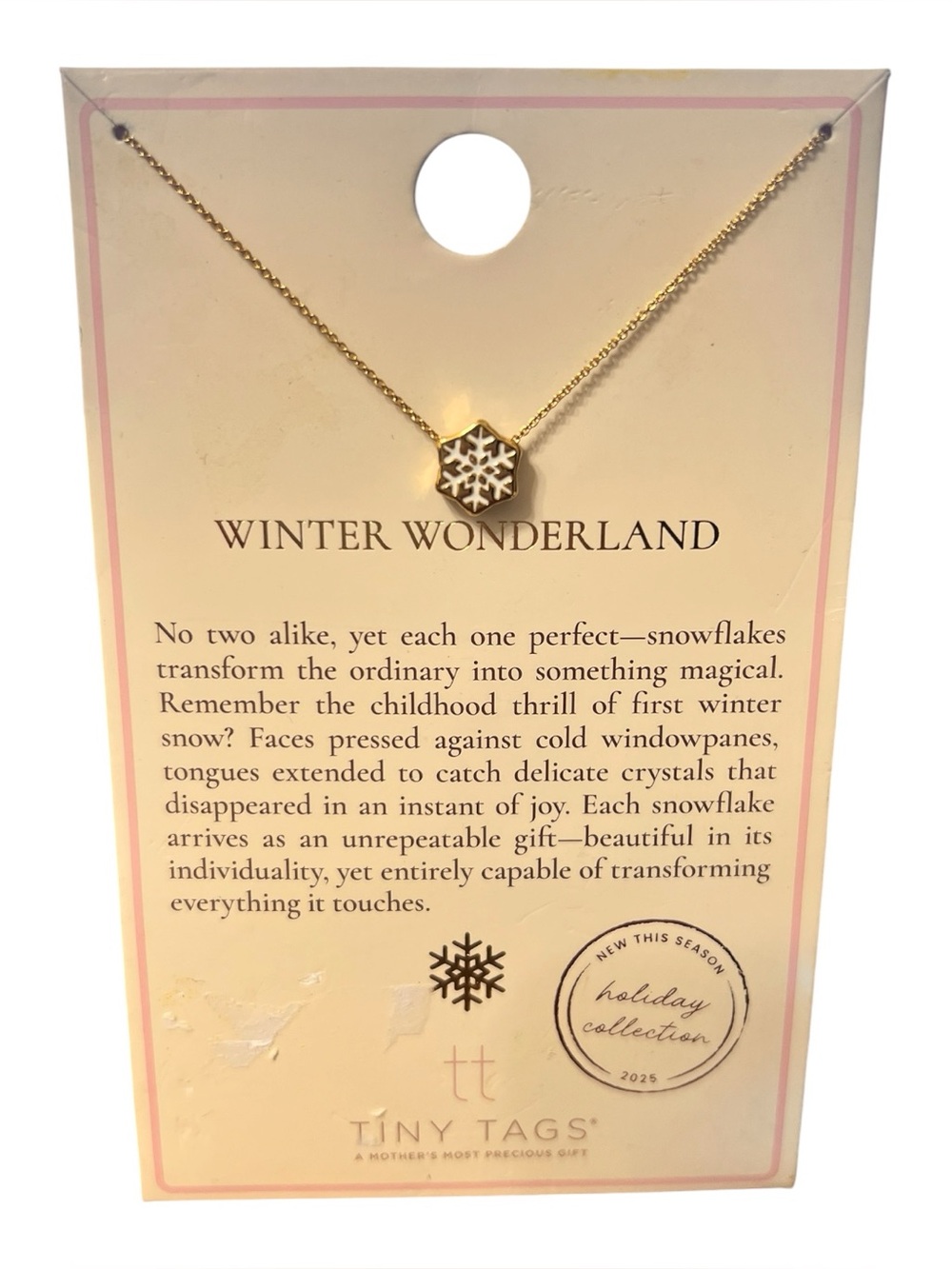 Tiny Tags Gold Snowflake Necklace - Winter Wonderland
